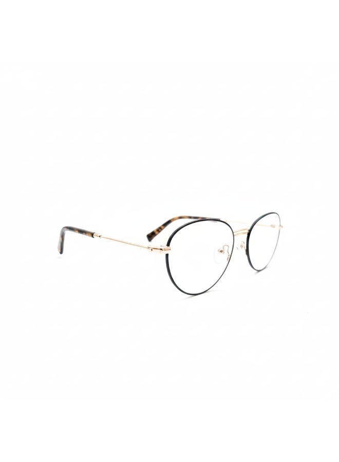 Women’s Round Eyeglasses - Matte Grey & Gold Frame with Grey Havana Temples - Lightweight Optical Glasses - Image 1